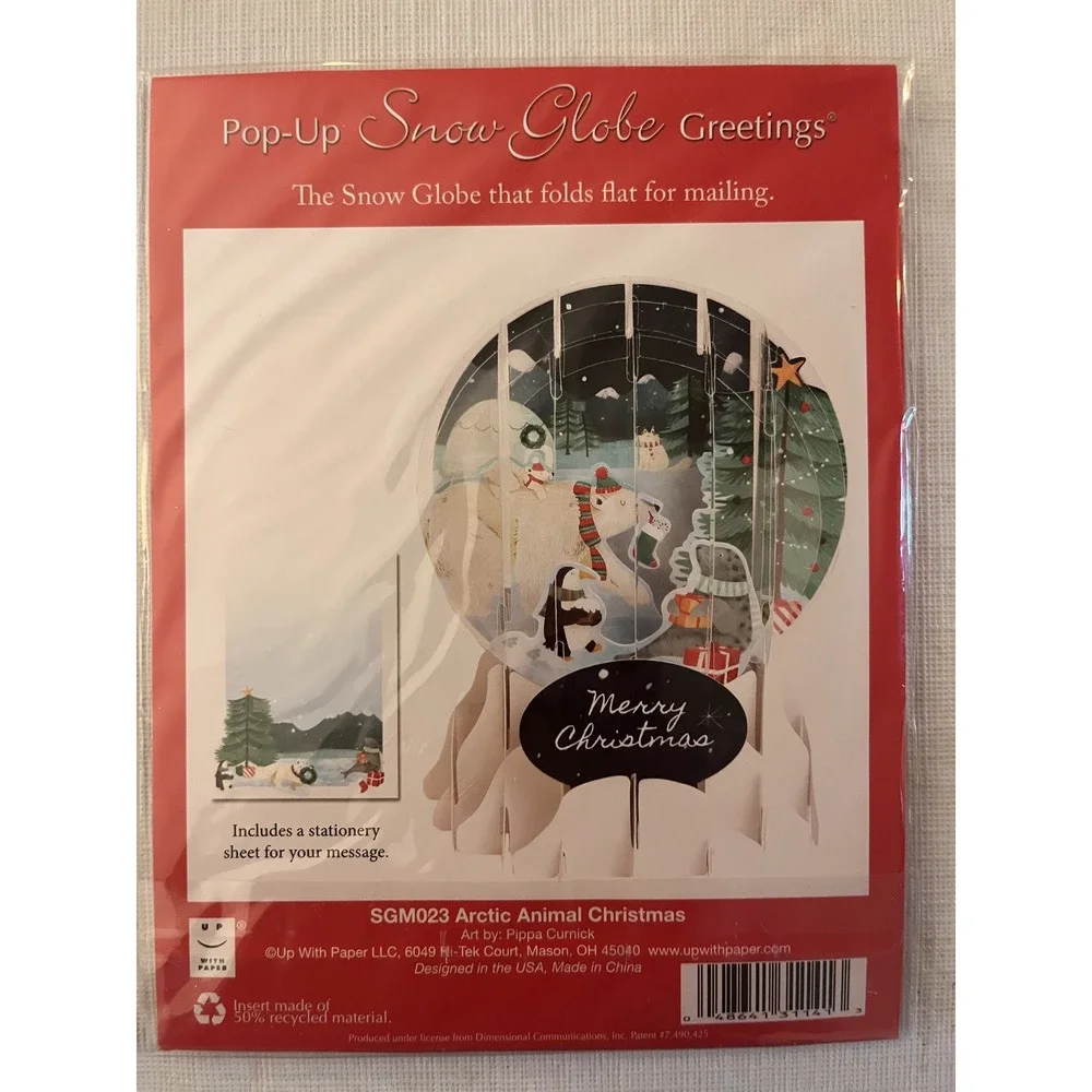 Hallmark Wonderfolds & Up With Paper Snow Globe Christmas Pop-Up Cards Lot of 4